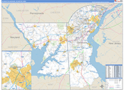 Wilmington-Newark Metro Area Wall Map Basic Style